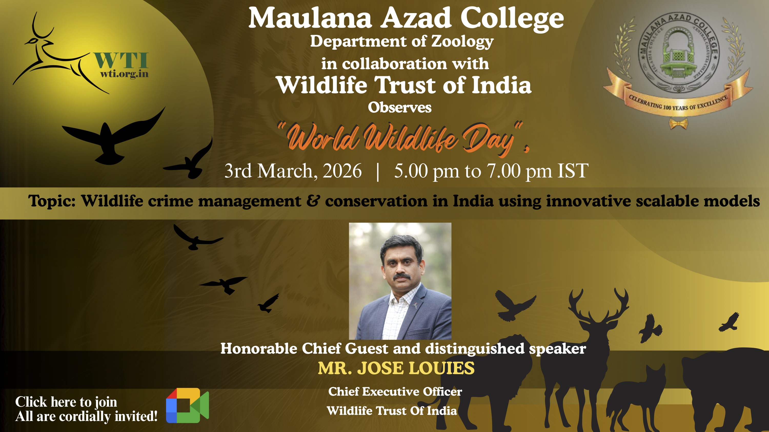 Observance of World Wildlife Day @ 3rd March, 2026 from 5:00-7:00 P.M